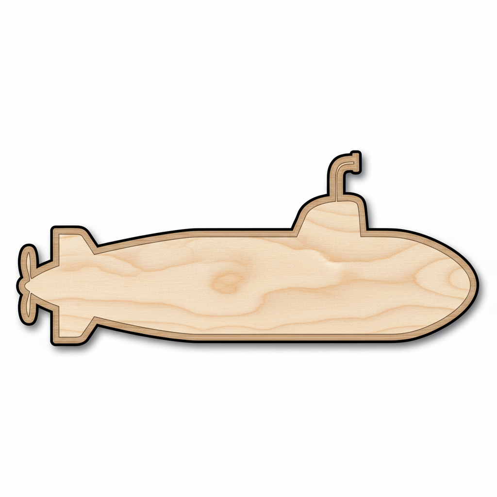 Unfinished Wood Submarine – Baltic Birch Plywood Laser Cut Wood Art for Nursery Wall Decor NameSigns.com