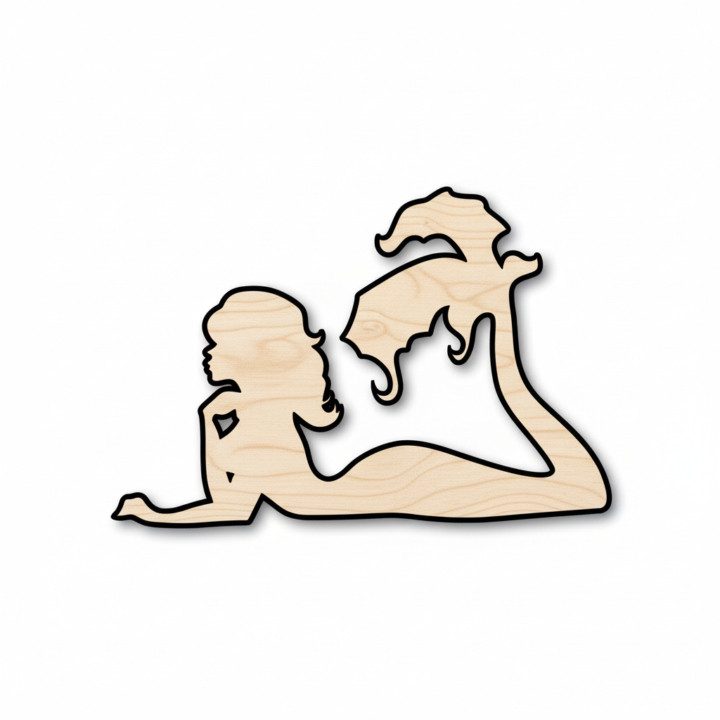 Unfinished Wood Mermaid | Baltic Birch Plywood Laser Cut Wood Craft Shapes NameSigns.com