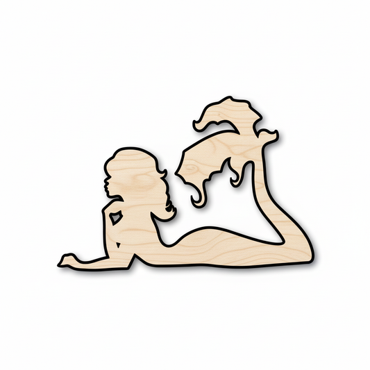 Unfinished Wood Mermaid | Baltic Birch Plywood Laser Cut Wood Craft Shapes NameSigns.com
