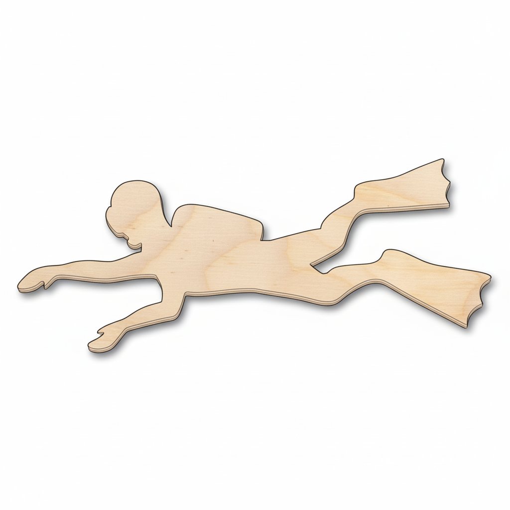 Unfinished Wood Scuba Diver - Baltic Birch Plywood Laser Cut Wood Shape for DIY Wall Art NameSigns.com