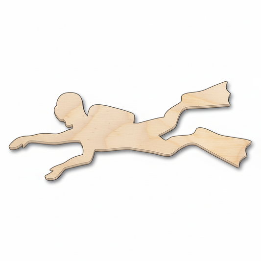 Unfinished Wood Scuba Diver - Baltic Birch Plywood Laser Cut Wood Shape for DIY Wall Art NameSigns.com