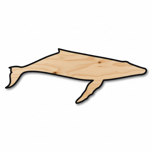 Unfinished Wood Whale - Custom Humpback Whale Shape | Baltic Birch Plywood Cutout NameSigns.com