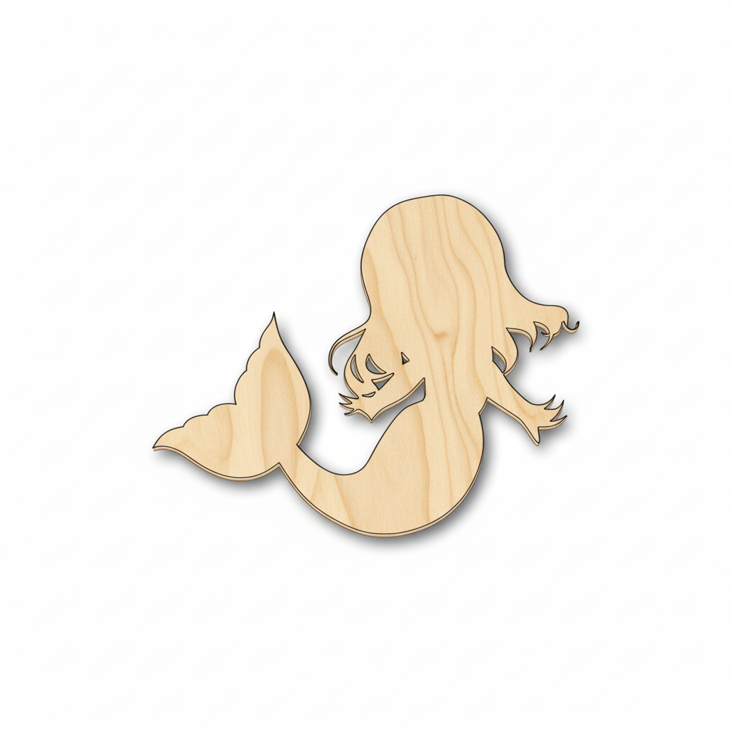 Unfinished Wood Mermaid - Birch Plywood Cutouts | Kids Craft Projects & DIY Shapes NameSigns.com