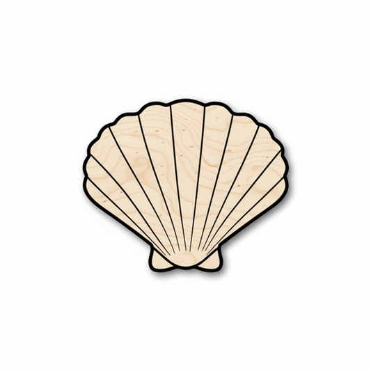 Unfinished Wood Sea Shell - Clam Shell Cutout | Baltic Birch Plywood Craft Shapes NameSigns.com