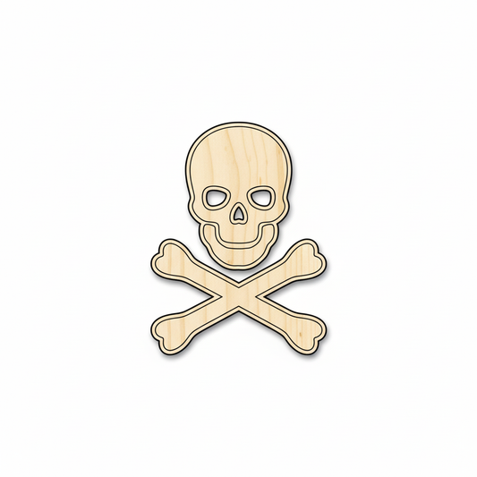 Wood Skull Crossbones - Baltic Birch Plywood Unfinished Wood Cutouts | Pirate Craft Shapes NameSigns.com