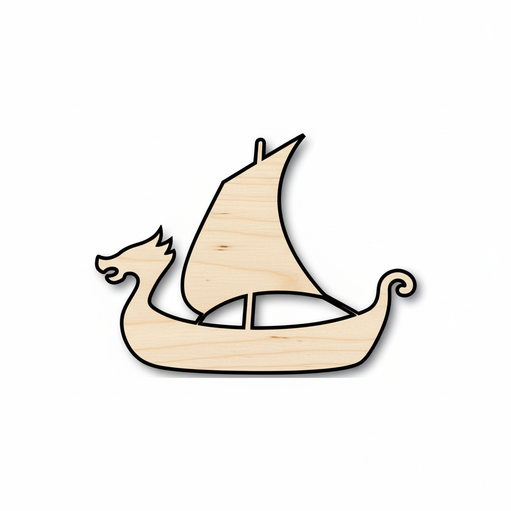 Unfinished Wood Viking Ship – Baltic Birch Plywood Laser Cut Wood Shape for DIY Crafts NameSigns.com