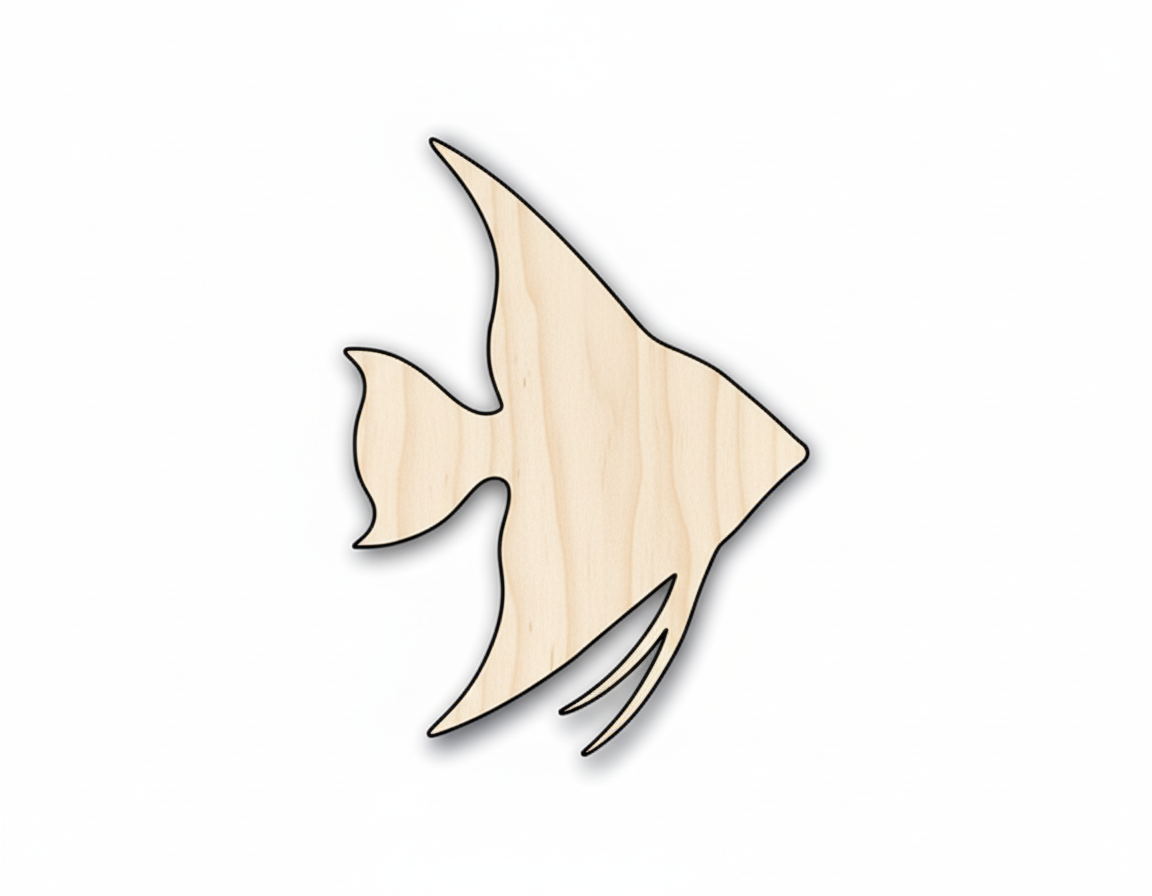 Unfinished Wood Angelfish - Laser Cut Wood Art | Birch Plywood Craft Shapes NameSigns.com