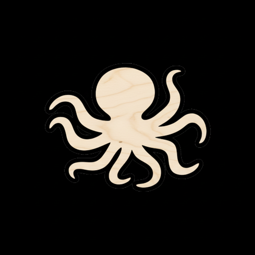 Unfinished Wood Octopus – Baltic Birch Plywood Laser Cut Wood Craft Shapes NameSigns.com