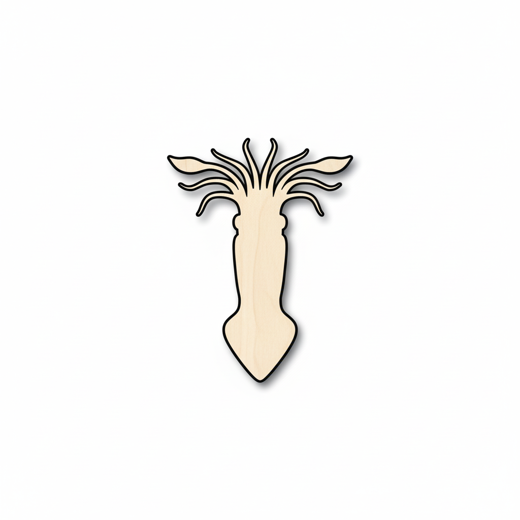 Wood Squid Shape - Ocean - Nursery - Craft - NameSigns.com