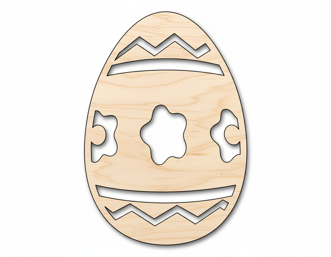 Wood Striped Flower Egg Shape - Easter Craft - NameSigns.com