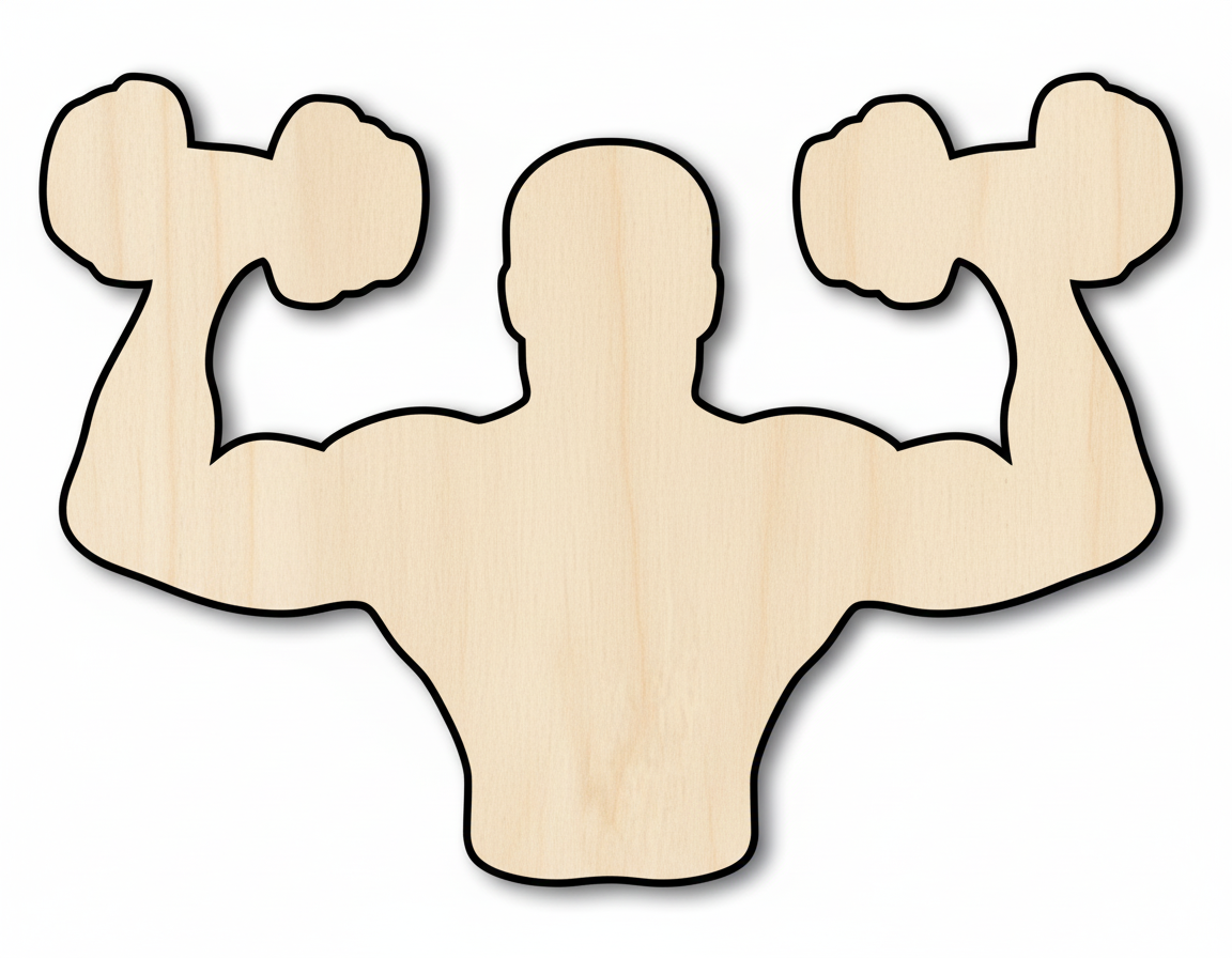 Unfinished Body Builder Shape – Laser Cut Wooden Shape | Sanded Wood Cutout for DIY Crafts NameSigns.com