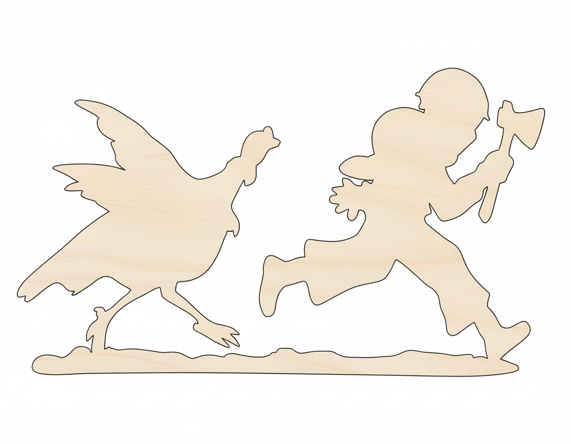 Wood Turkey Chase Shape - Craft - up to 46" NameSigns.com