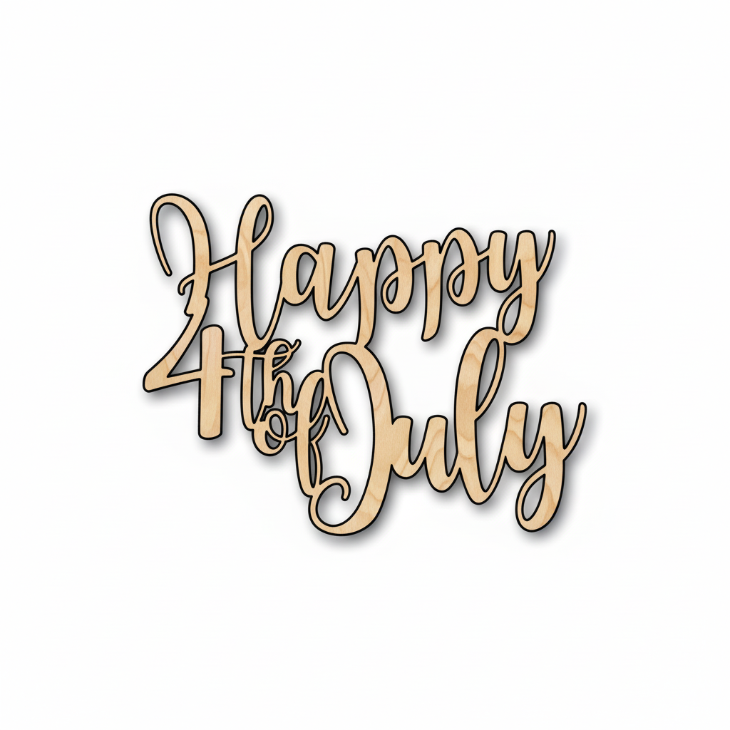 Happy 4th of July Unfinished Wood Cutout DIY handmade Craft
