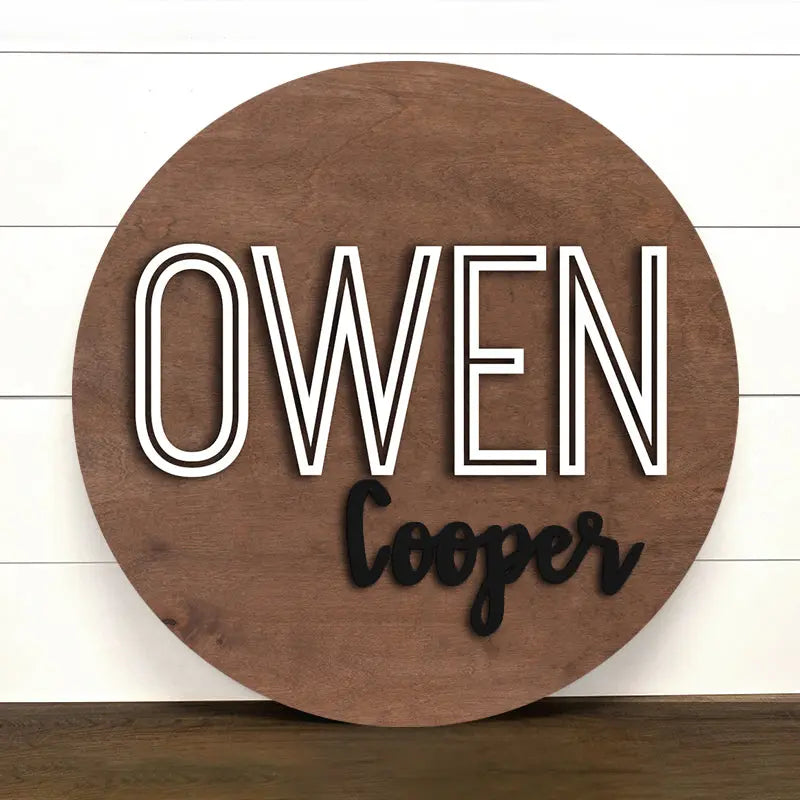 Wooden Name Sign | 3D Name Sign Wood | Round Plaque | Nursery Wall Art | Baby Shower Gift | New Mom Gift | Personalized Baby Shower  - Personalized NameSigns.com