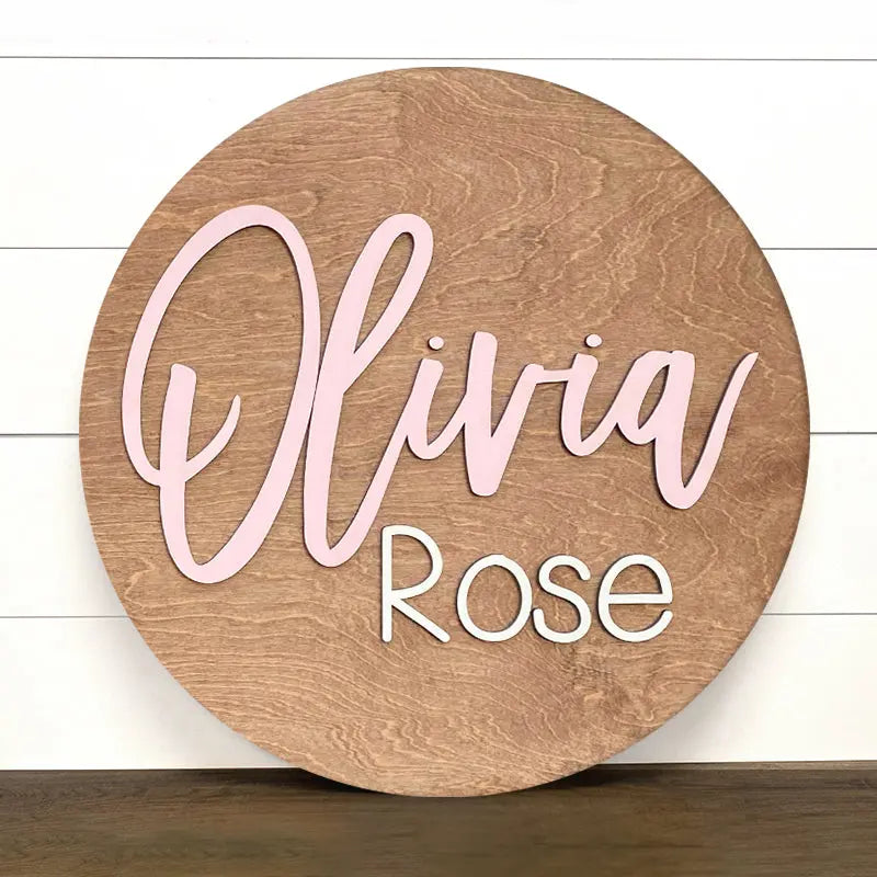 Wooden Name Sign | 3D Name Sign Wood | Round Plaque | Nursery Wall Art | Baby Shower Gift | New Mom Gift | Personalized Baby Shower  - Personalized NameSigns.com