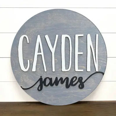 Wooden Name Sign | 3D Name Sign Wood | Round Plaque | Nursery Wall Art | Baby Shower Gift | New Mom Gift | Personalized Baby Shower  - Personalized NameSigns.com