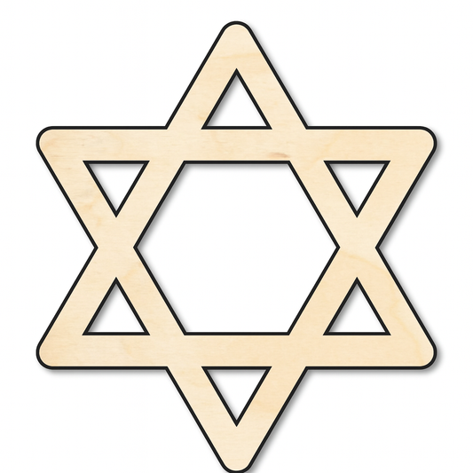 Wood Star of David Israel Shape - Hanukkah - Craft - Chanukah Blank Door Hanger Wooden Cutout Cut Outs - Unfinished