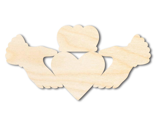 Tall Unfinished Wood Claddagh Shape - Irish Craft - up to 46" DIY