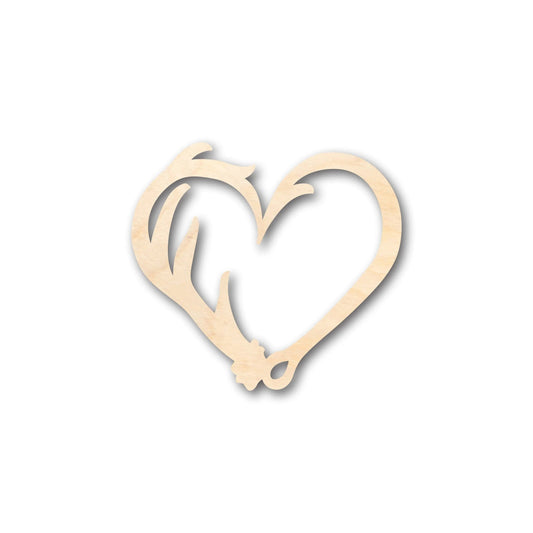 Unfinished Wood Antler Heart Shape - Craft - up to 46" DIY