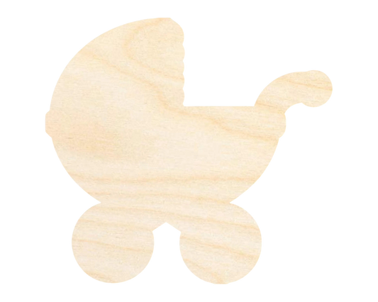 Unfinished Wood Baby Stroller Shape | DIY Craft Cutout | up to 46" DIY