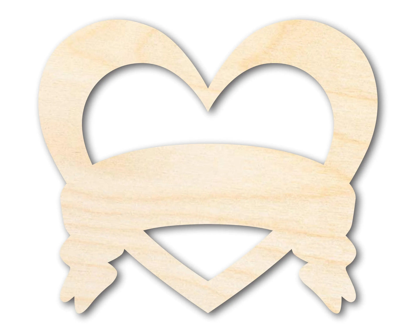 Unfinished Wood Bannered Heart Shape - Craft - up to 46"