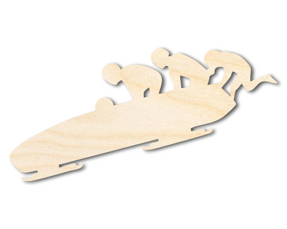 Unfinished Wood Bobsled Team Shape | DIY Craft Cutout | up to 46" DIY