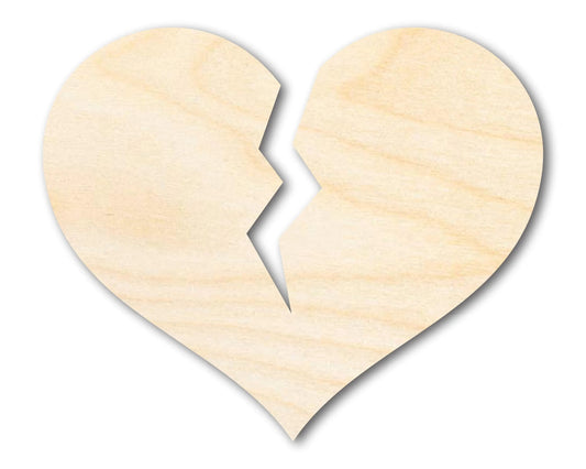 Unfinished Wood Broken Heart Shape | DIY Craft Cutout | up to 46" DIY