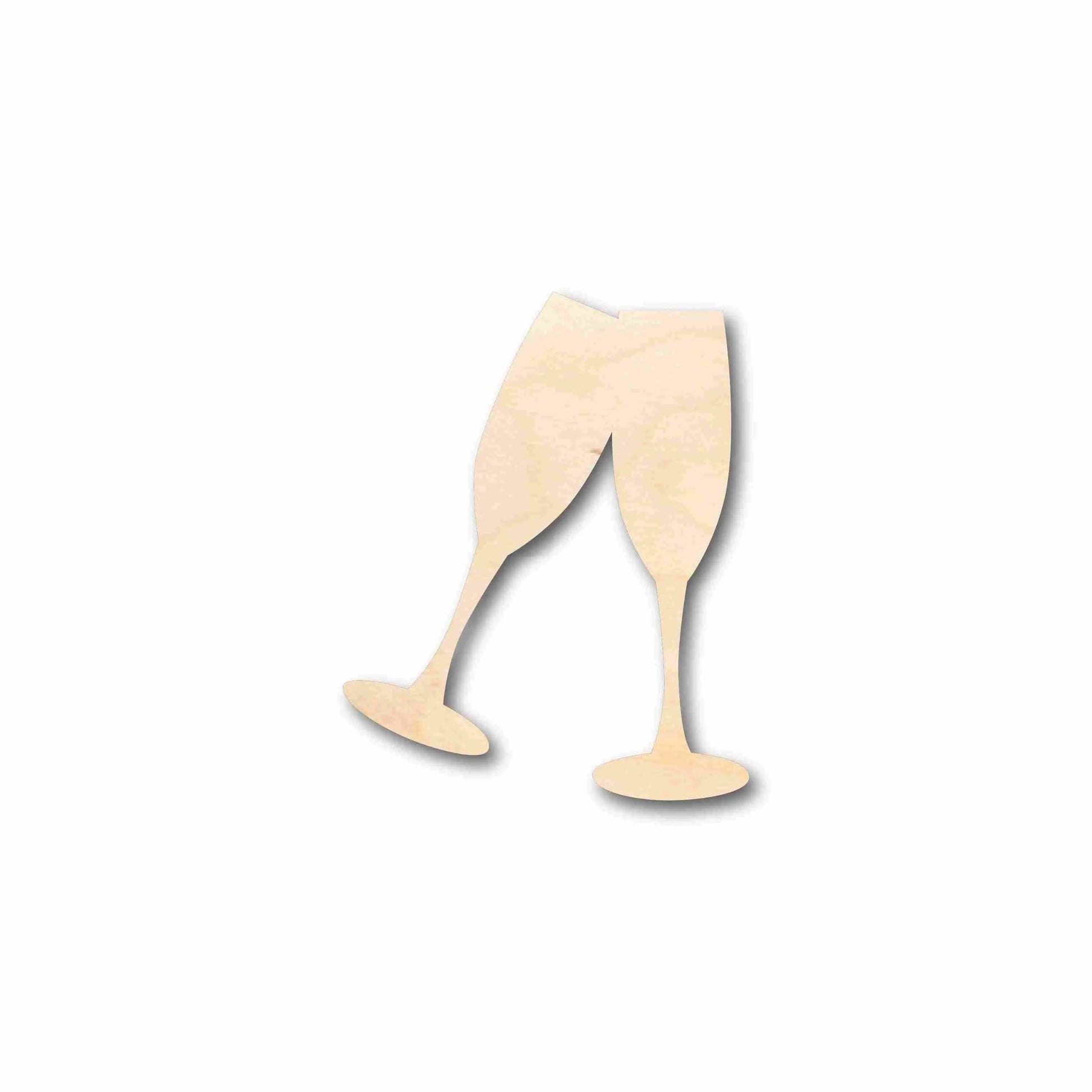 Unfinished Wood Champagne Flute Glass Silhouette - Craft- up to 46" DIY