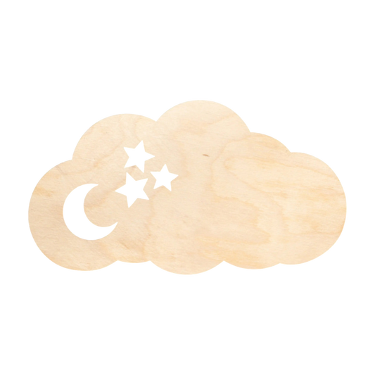 Unfinished Wood Cloud with Moon & Stars Shape - Craft - up to 46" DIY