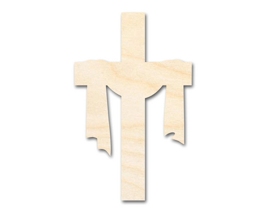 Unfinished Wood Draped Cross Shape | DIY Craft Cutout | up to 46" DIY