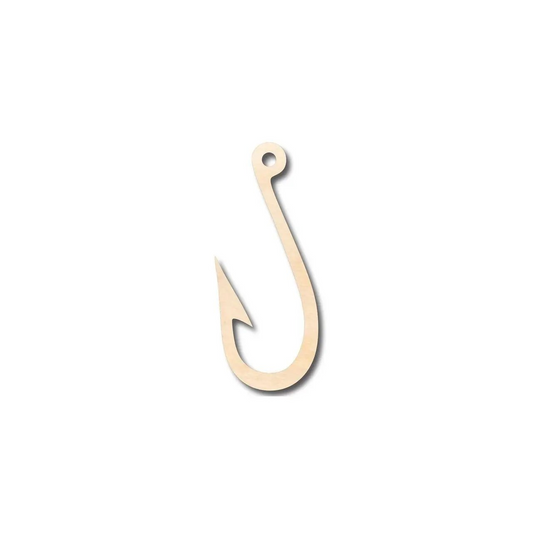 Unfinished Wood Fish Hook Shape - Fishing - Ocean- Craft - up to 46" DIY