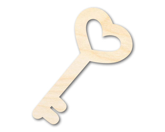 Unfinished Wood Heart Key Shape | DIY Craft Cutout | up to 46" DIY