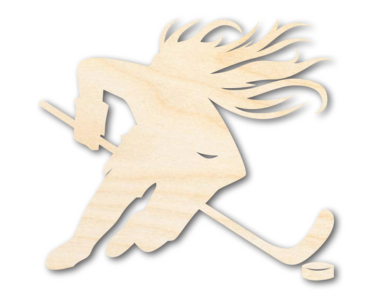 Unfinished Wood Hockey Player Female Shape | DIY Craft Cutout | up to 46" DIY
