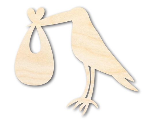 Unfinished Wood Stork Silhouette Shape - Craft - up to 46"