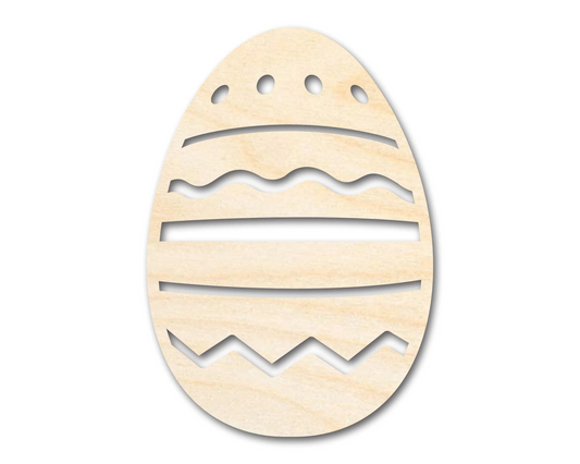 Unfinished Wood Striped Egg Shape - Easter Craft - up to 46" DIY