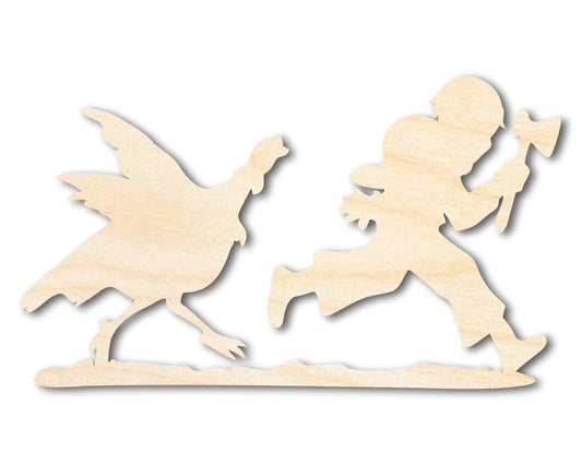 Unfinished Wood Turkey Chase Shape - Craft - up to 46"
