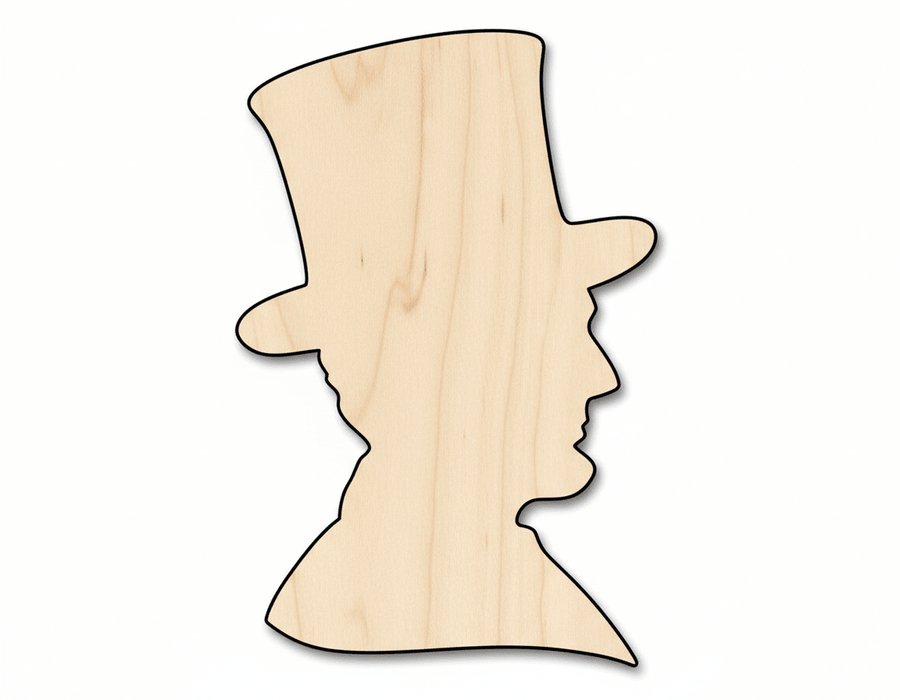 Abraham Lincoln Silhouette - Unfinished Birch Wood Cutout for DIY Crafts - NameSigns.com