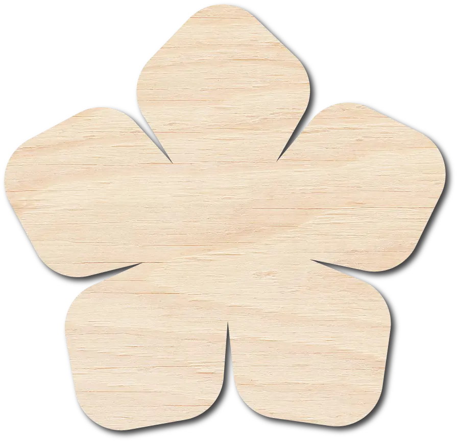 a wooden flower cut out on a white background