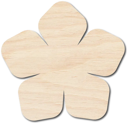 a wooden flower cut out on a white background