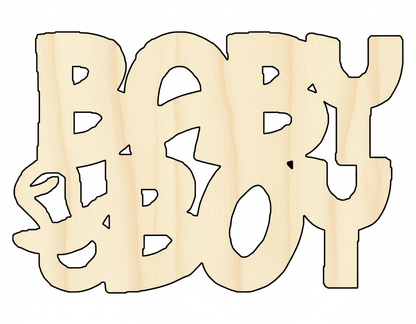 Baby Boy Sign – Custom Wood Craft Cutout for DIY Nursery Decor Blank Door Hanger Wooden Cutout Cut Outs - Unfinished - NameSigns.com
