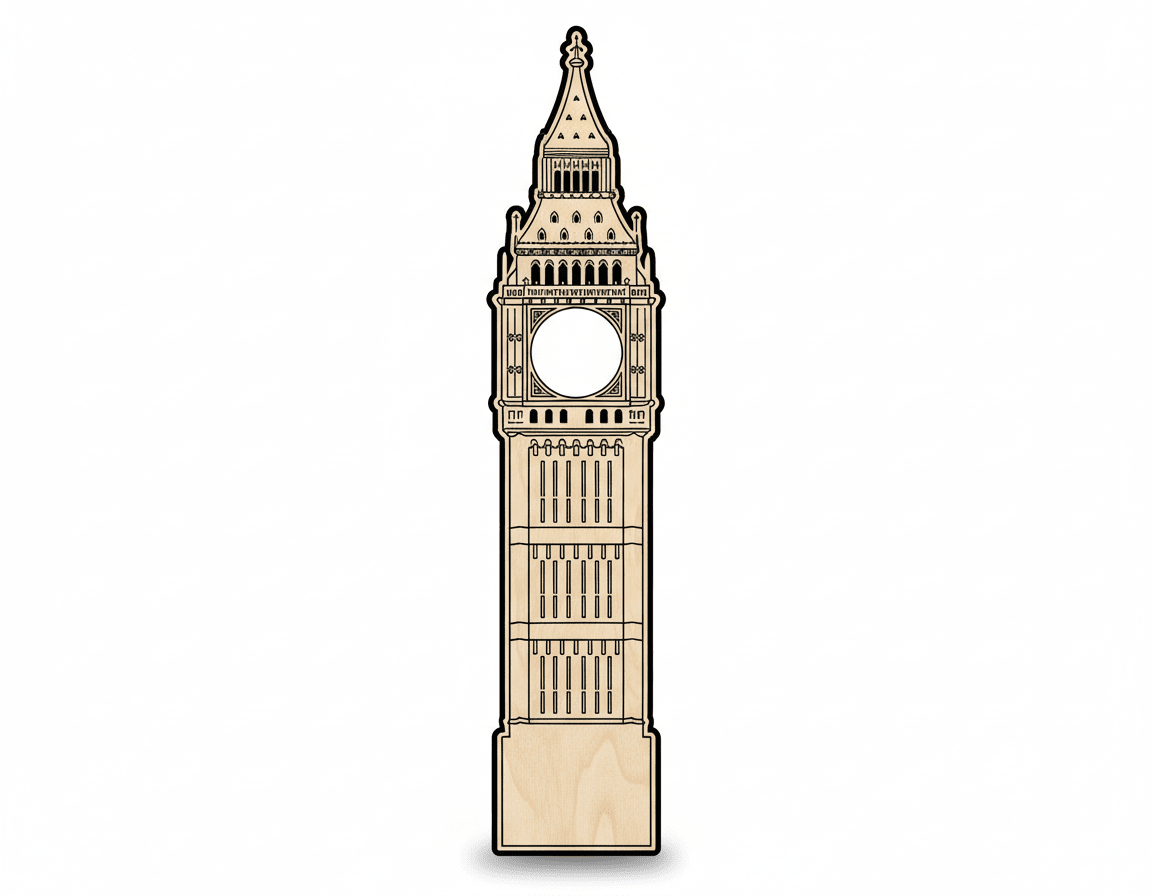 Big Ben Wood Cutout - Baltic Birch Plywood Wooden Craft Shape - NameSigns.com