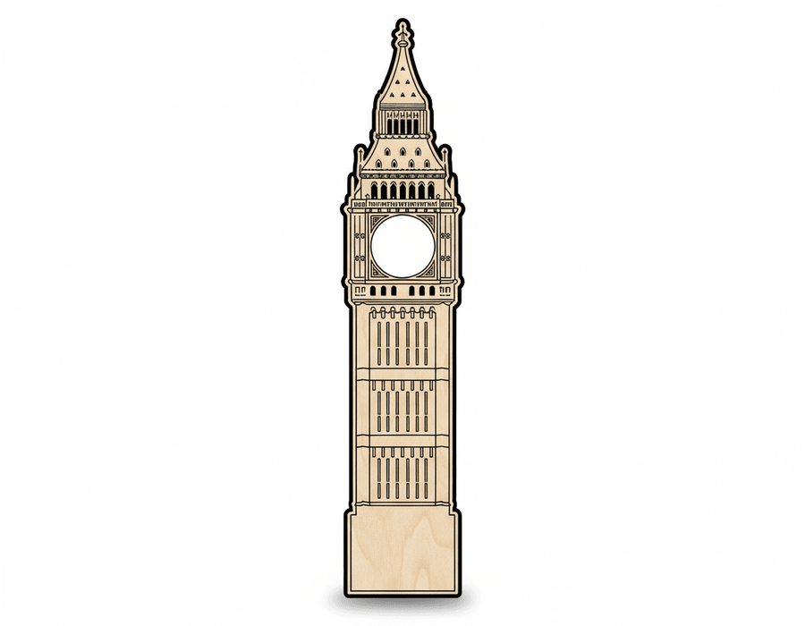 Big Ben Wood Cutout - Baltic Birch Plywood Wooden Craft Shape - NameSigns.com
