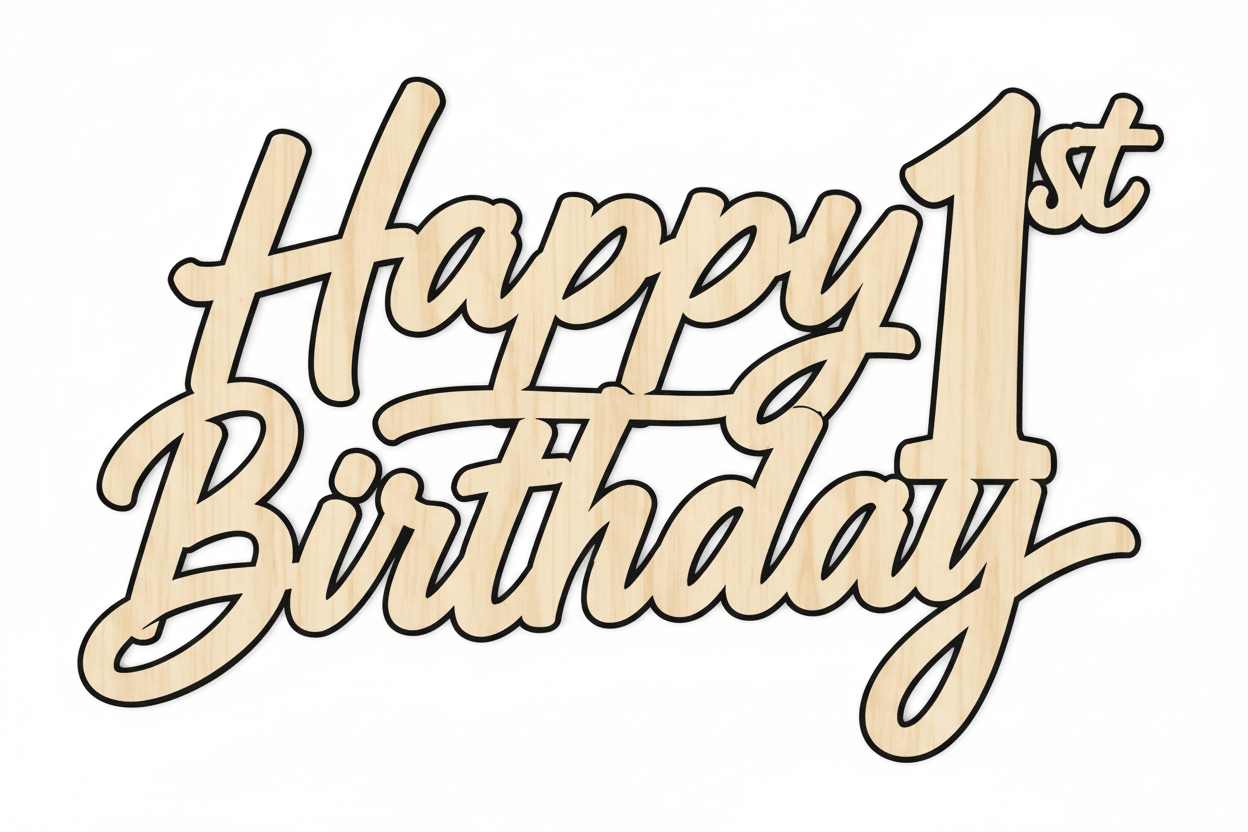 Birthday Sign – Custom Wood Cutout for DIY Wooden Sign Crafts Blank Door Hanger Wooden Cutout Cut Outs - Unfinished - NameSigns.com