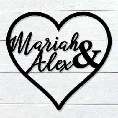 Personalized Heart Couples Wood Name Sign – Custom Wedding Sign for Ceremony and Home Decor - NameSigns.com