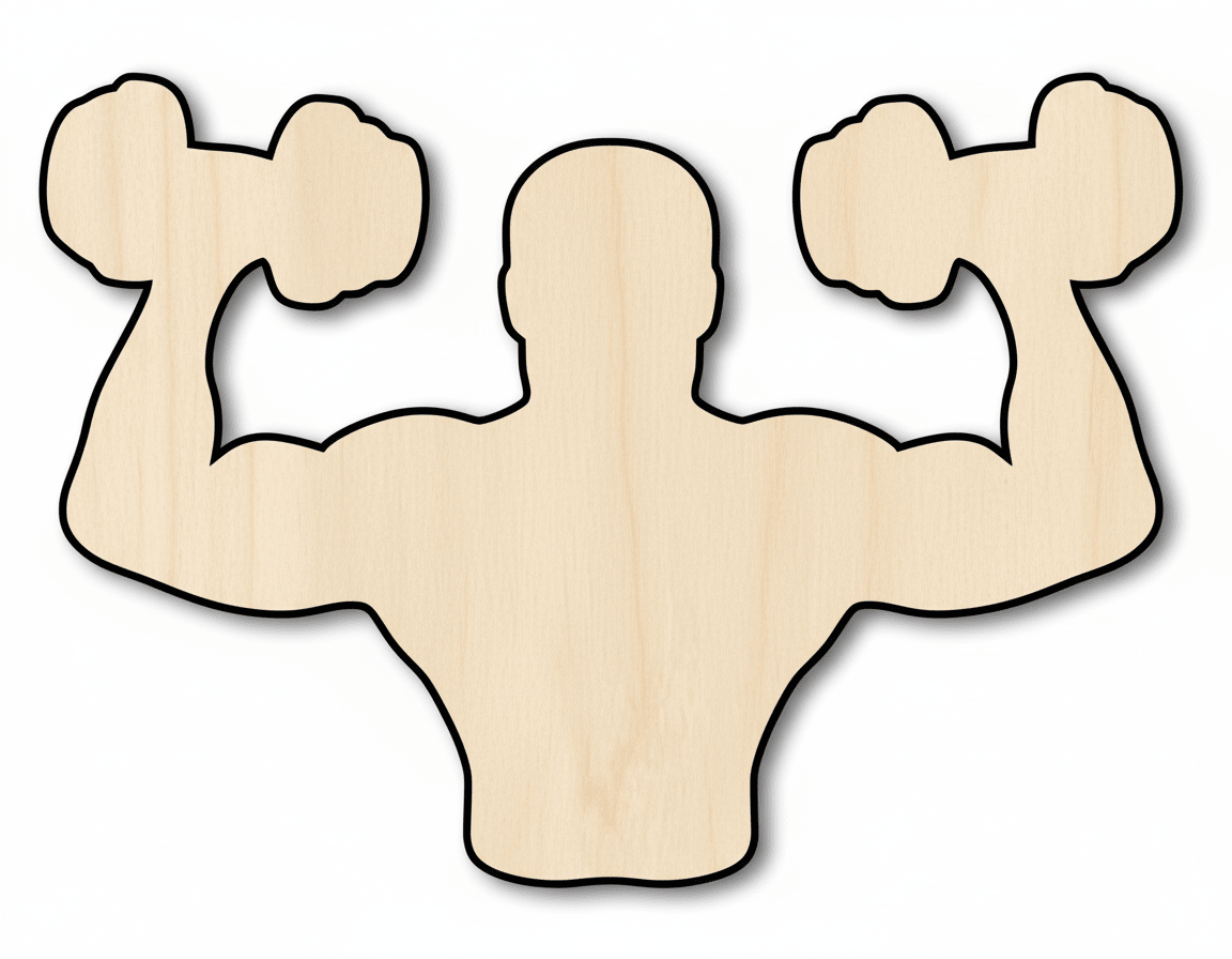 Body Builder Shape – Laser Cut Wooden Shape | Sanded Wood Cutout for DIY Crafts Blank Door Hanger Wooden Cutout Cut Outs - Unfinished - NameSigns.com