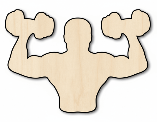 Body Builder Shape – Laser Cut Wooden Shape | Sanded Wood Cutout for DIY Crafts Blank Door Hanger Wooden Cutout Cut Outs - Unfinished - NameSigns.com