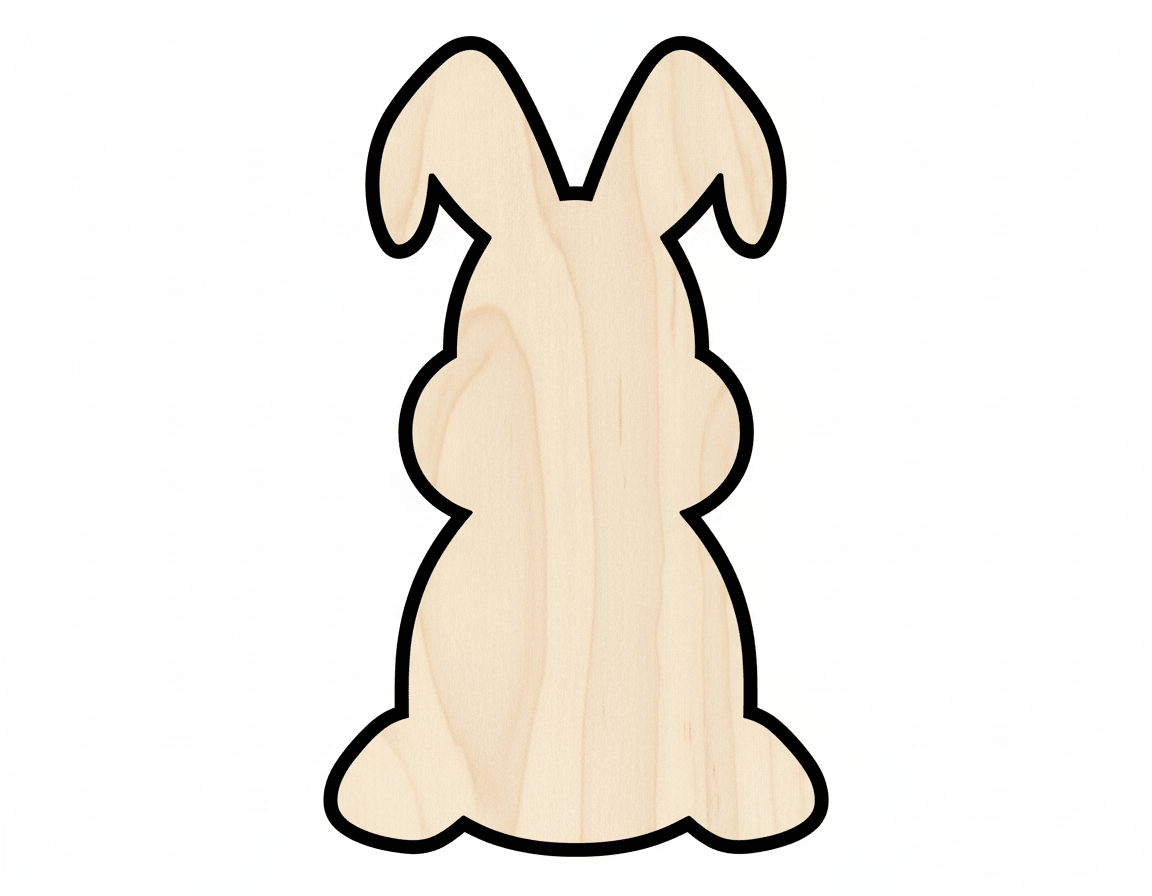 Bunny Silhouette - Baltic Birch Wood Craft Cutout for Easter DIY Blank Door Hanger Wooden Cutout Cut Outs - Unfinished - NameSigns.com
