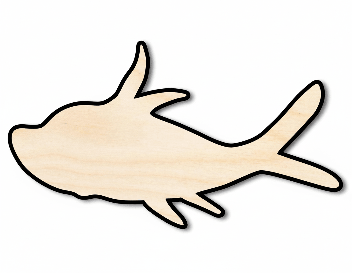 Cartoon Fish Wood Cutout Shape DIY Craft Cutout Blank Door Hanger Wooden Cutout Cut Outs - Unfinished - NameSigns.com
