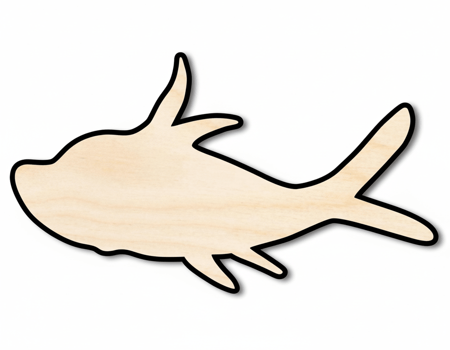 Cartoon Fish Wood Cutout Shape DIY Craft Cutout Blank Door Hanger Wooden Cutout Cut Outs - Unfinished - NameSigns.com