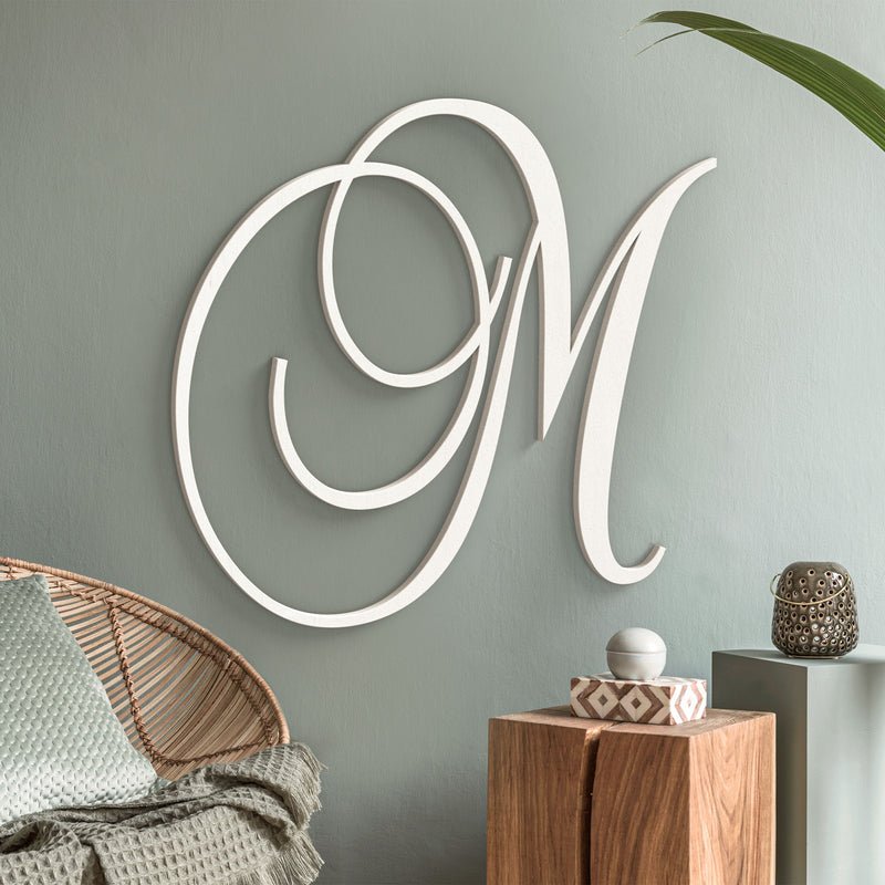 Custom Single Wood Letter Script Monogram – Elegant Personalized Wall Decor - Baby Shower, Nursery, Wedding Decor - NameSigns.com